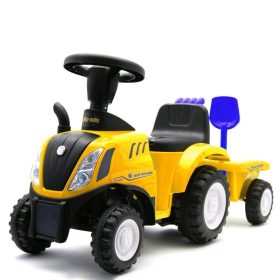   Gyerek jármű traktor utánfutóval és szerszámokkal Baby Mix New Holland sárga