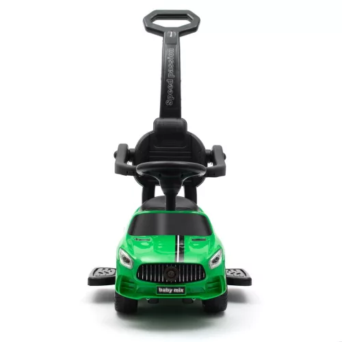 Zenélő bébitaxi vezetőrúddal Baby Mix RACER zöld