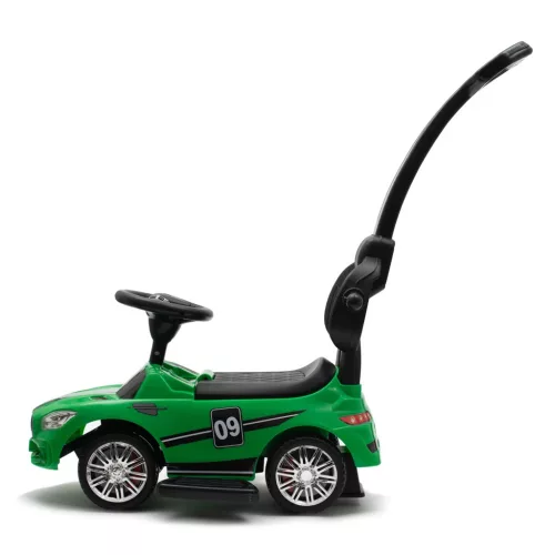 Zenélő bébitaxi vezetőrúddal Baby Mix RACER zöld