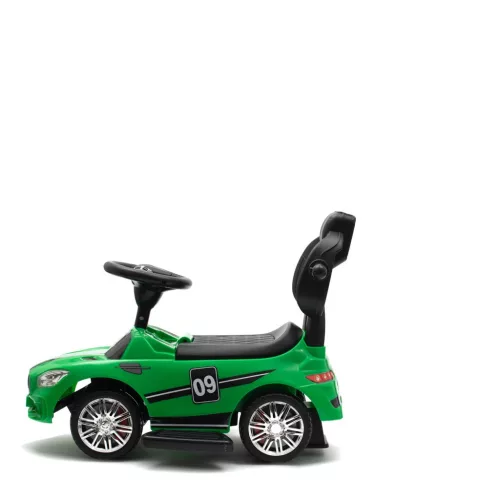 Zenélő bébitaxi vezetőrúddal Baby Mix RACER zöld