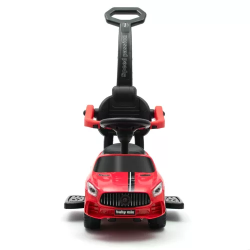 Zenélő bébitaxi vezetőrúddal Baby Mix RACER piros