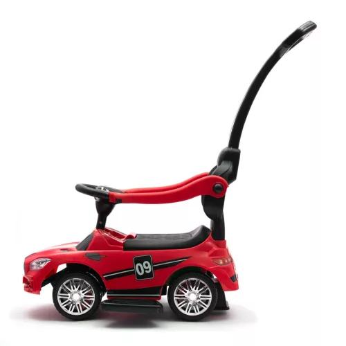 Zenélő bébitaxi vezetőrúddal Baby Mix RACER piros