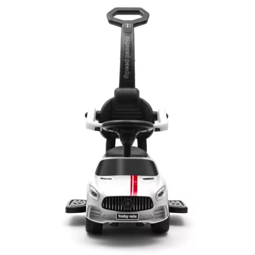 Zenélő bébitaxi vezetőrúddal Baby Mix RACER fehér