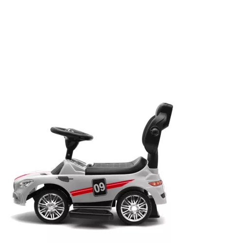 Zenélő bébitaxi vezetőrúddal Baby Mix RACER fehér