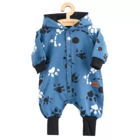   Baba pamut kezeslábas kapucnival fülekkel New Baby mancsát kék