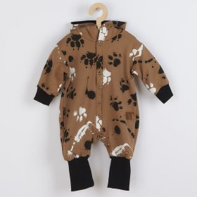   Baba pamut kezeslábas kapucnival fülekkel New Baby mancsát mustárszín