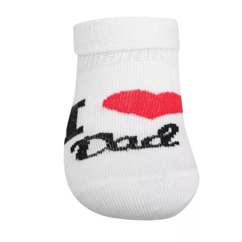 Csecsemő pamut zokni New Baby I Love Mum and Dad fehér