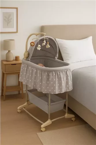 Multifunkcionális baba bölcső kiságy New Baby csillag szürke