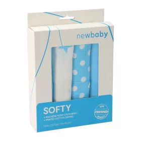   Pamut tetra pelenka New Baby Softy nyomtatott mintával  70 x 70 cm 4 db fehér-türkiz