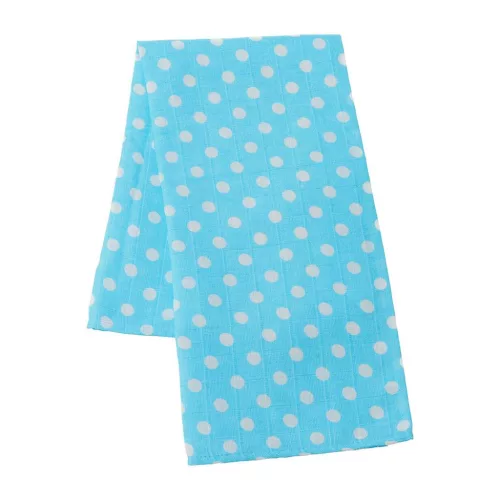 Pamut tetra pelenka New Baby Softy nyomtatott mintával  70 x 70 cm 4 db fehér-türkiz