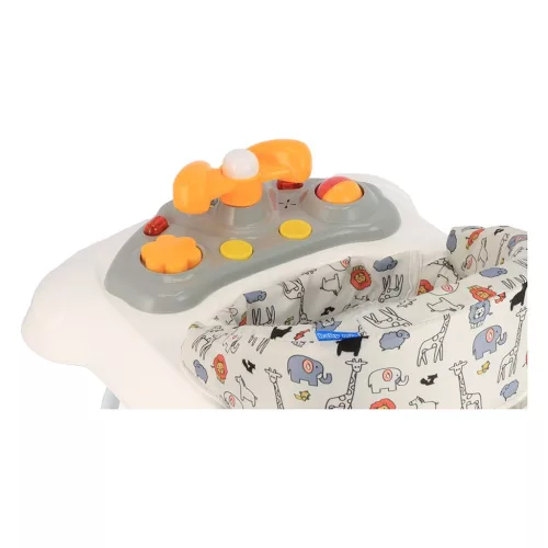 Gyerek bébikomp Baby Mix kormánykerékkel szilikon kerekek szürke