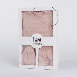   3-részes baba együttes újszülötteknek New Baby I AM rózsaszín