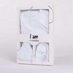   3-részes baba együttes újszülötteknek New Baby I AM fehér