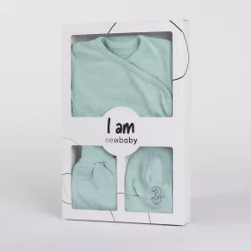   3-részes baba együttes újszülötteknek New Baby I AM kék