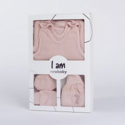   7-részes baba együttes újszülötteknek New Baby I AM rózsaszín