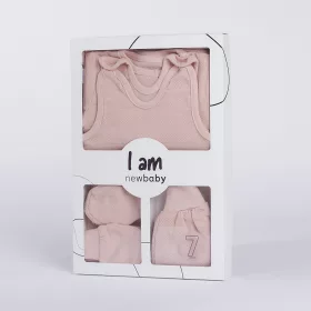   7-részes baba együttes újszülötteknek New Baby I AM rózsaszín