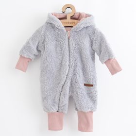   Luxus baba téli kezeslábas New Baby Teddy bear szürke rózsaszín