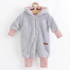   Luxus baba téli kezeslábas New Baby Teddy bear szürke rózsaszín