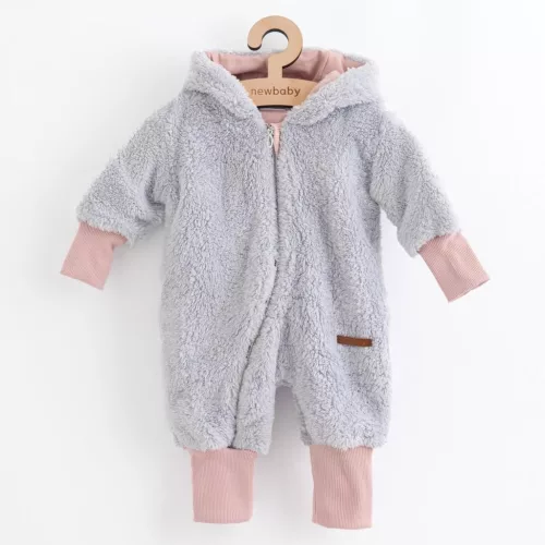 Luxus baba téli kezeslábas New Baby Teddy bear szürke rózsaszín
