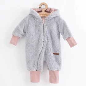   Luxus baba téli kezeslábas New Baby Teddy bear szürke rózsaszín