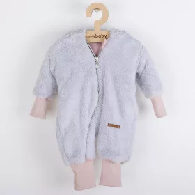   Luxus baba téli kezeslábas New Baby Teddy bear szürke rózsaszín