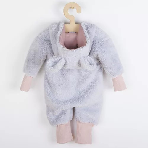 Luxus baba téli kezeslábas New Baby Teddy bear szürke rózsaszín