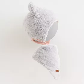   Téli baba sapka és nyakba való kendő New Baby Teddy bear szürke rózsaszín