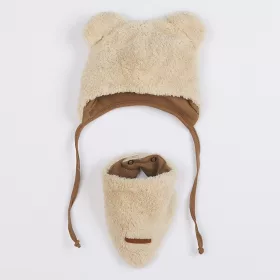   Téli baba sapka és nyakba való kendő New Baby Teddy bear  bézs