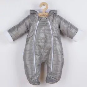   Téli kezeslábas kapucnival és fülekkel New Baby Pumi grey