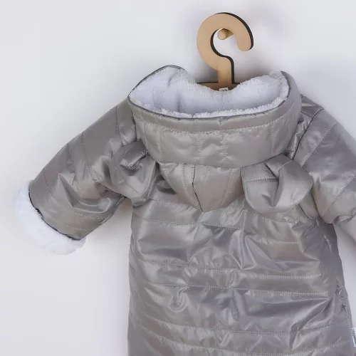 Téli kezeslábas kapucnival és fülekkel New Baby Pumi grey