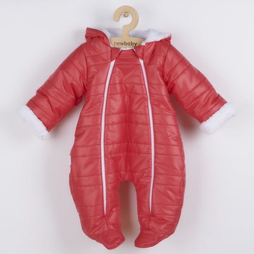 Téli kezeslábas kapucnival és fülekkel New Baby Pumi red raspberry