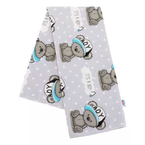 Flanel pelenka nyomtatott mintával New Baby szürke It's a BOY