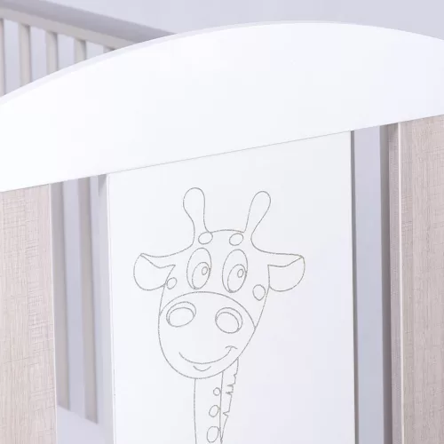 Gyerek kiságy Drewex Zsiráf természetes leengedhető oldalráccsal