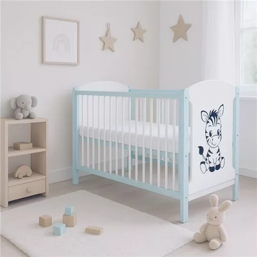 Gyerek kiságy New Baby ELSA Zebra fehér-menta