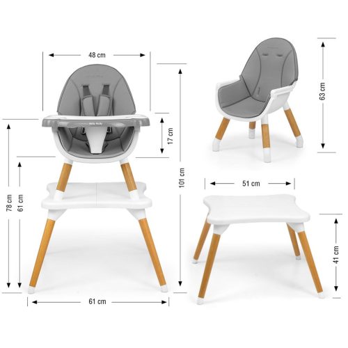 Etetőszék Milly Mally 2az1-ben Malmo grey