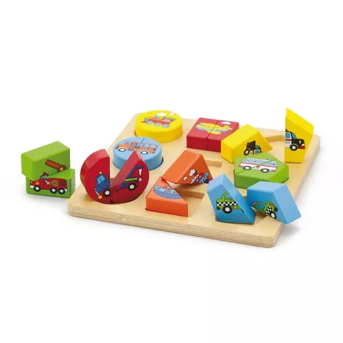 Fa képes kirakó puzzle Viga formák és autók