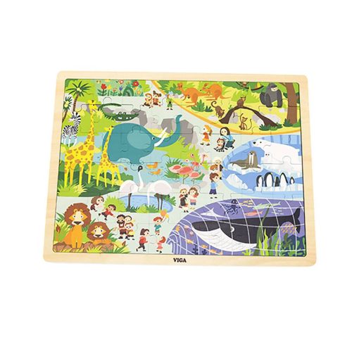 Gyermek fa puzzle Viga Zoo 48 db