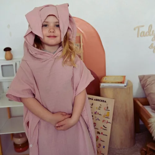 Gyermek muszlin poncsó New Baby Feeling rózsaszín 80 cm