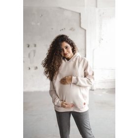   Anyasági oversize kismama és szoptató pulóver milk & love bézs