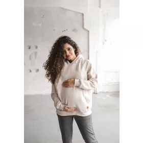   Anyasági oversize kismama és szoptató pulóver milk & love bézs