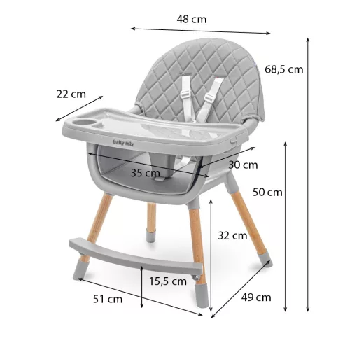 Etetőszék Baby Mix Freja wooden dark grey