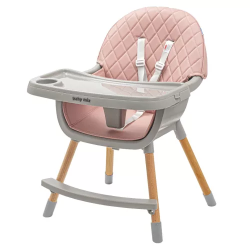 Etetőszék Baby Mix Freja wooden dusty pink