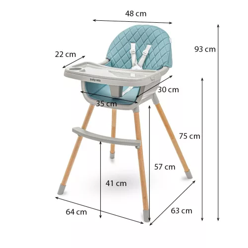 Etetőszék Baby Mix Freja wooden dusty green