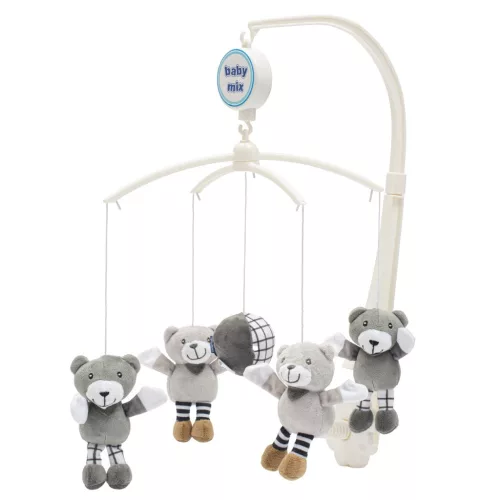 Körhinta a kiságy fölé Baby Mix kis maci szürke