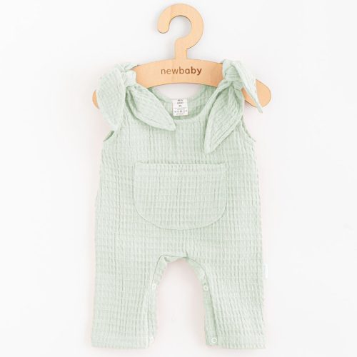 Baba muszlin kantáros nadrág New Baby Comfort clothes zsálya színű