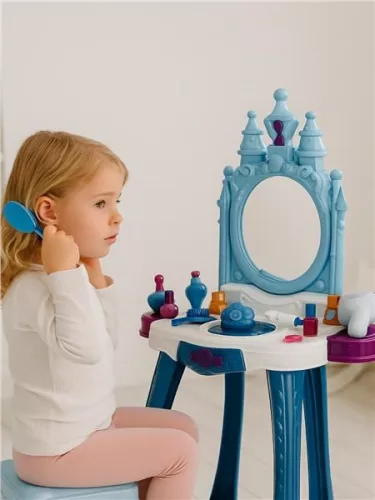 Gyermek zenélő fésülködőasztal jégvilág fénnyel és székkel BABY MIX