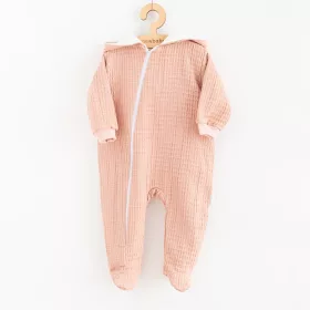   Baba muszlin kezeslábas kapucnival New Baby Comfort clothes rózsaszín
