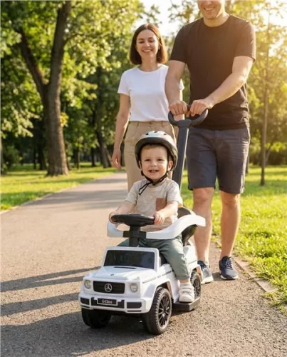 Bébitaxi tolókarral Mercedes Benz G-Class Baby Mix fehér
