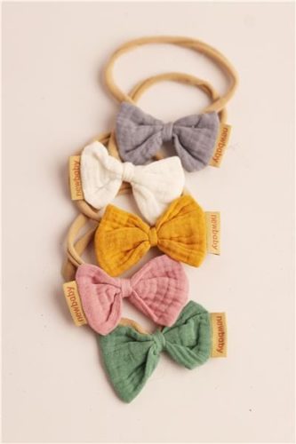 Puha muszlinból készült fejpánt csecsemőknek New Baby white