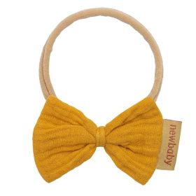   Puha muszlinból készült fejpánt csecsemőknek New Baby mustard